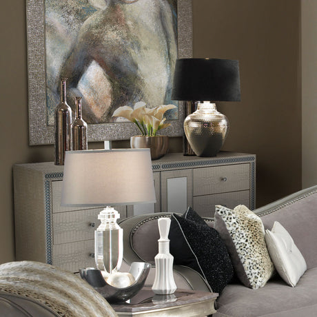 Hollywood Swank Upholstered Dresser in Crystal Croc Finish – AICO