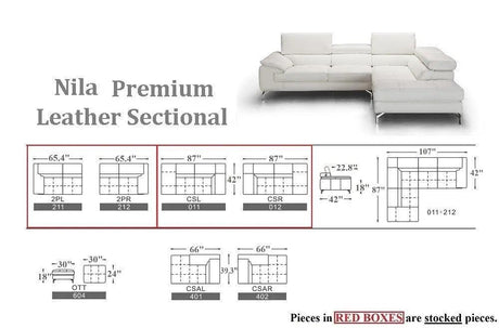 Nila Premium Leather Sectional by J&M Furniture J&M Furniture