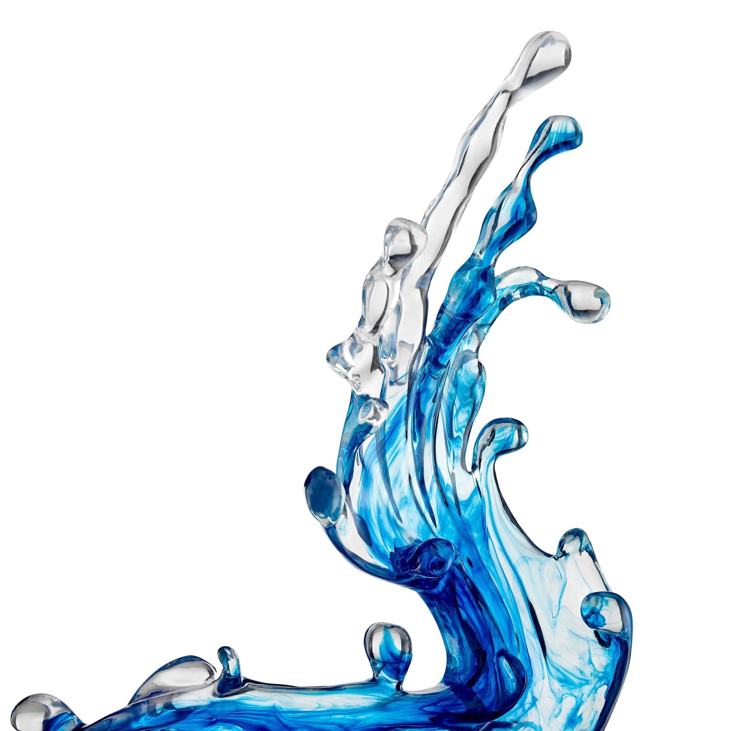 Ocean Blue Cortes Bay Wave Floor Sculpture with Black Stand, 57" Tall - Home Elegance USA