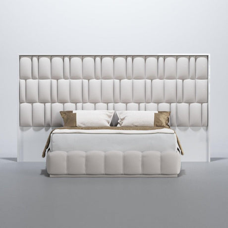 Esf Furniture - Orion Queen Size Bed In White With Light - Orionqs