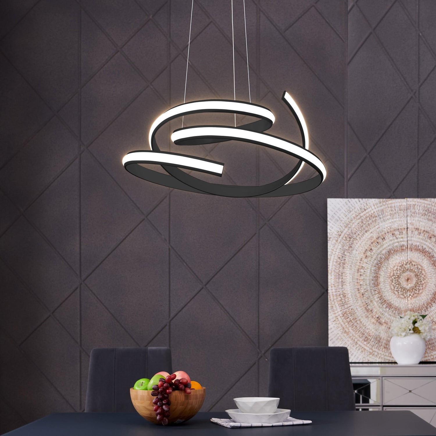 Oslo LED Adjustable Chandelier // Black - Home Elegance USA