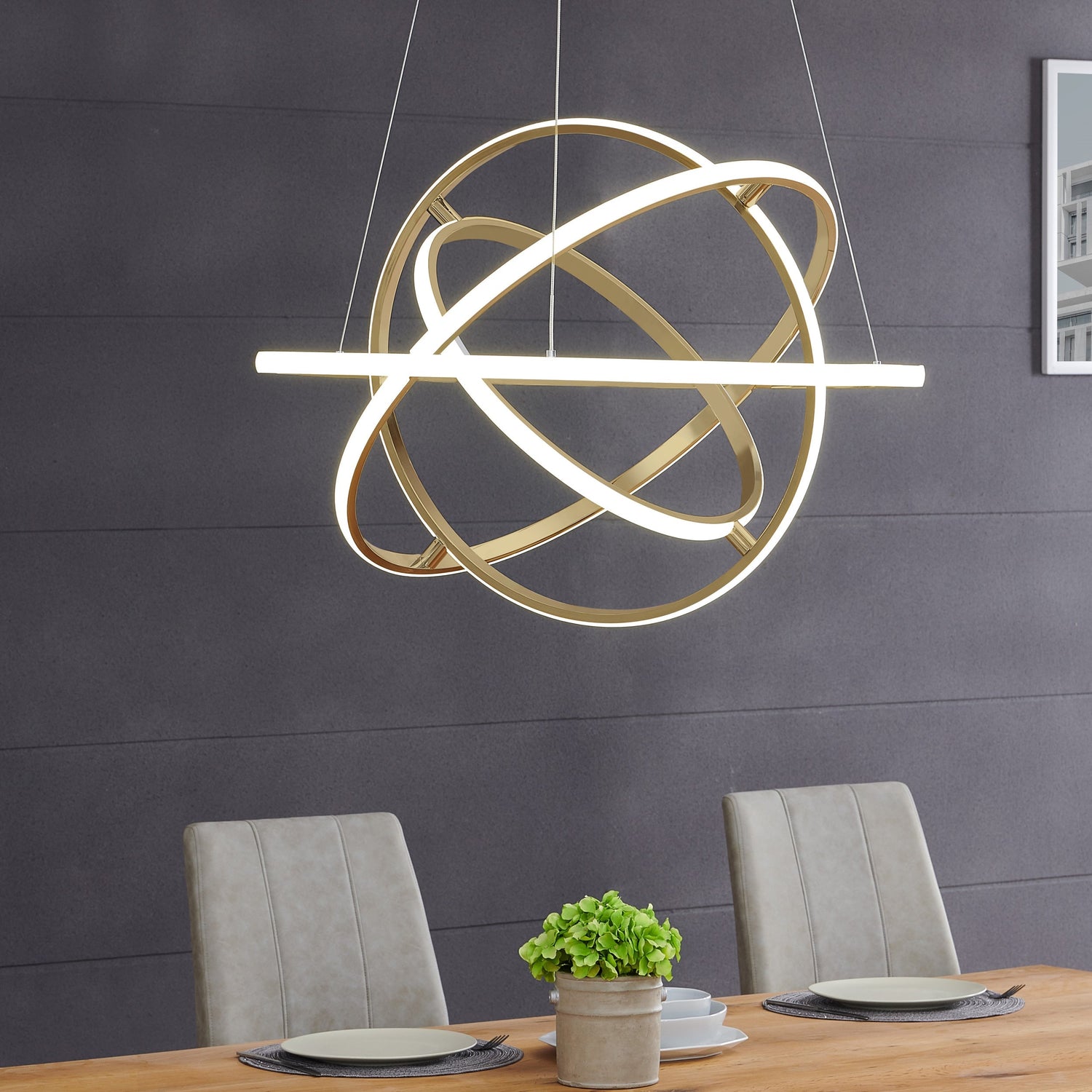 Oxford LED Adjustable Chandelier // Sandy Gold - Home Elegance USA