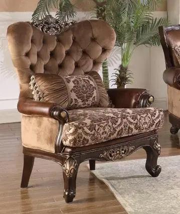 Phoenix Traditional Sofa and Loveseat in Cherry Wood Finish by Cosmos Furniture Cosmos Furniture