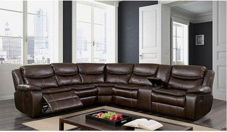 Pollux - Brown Leather Sectional Furniture of America