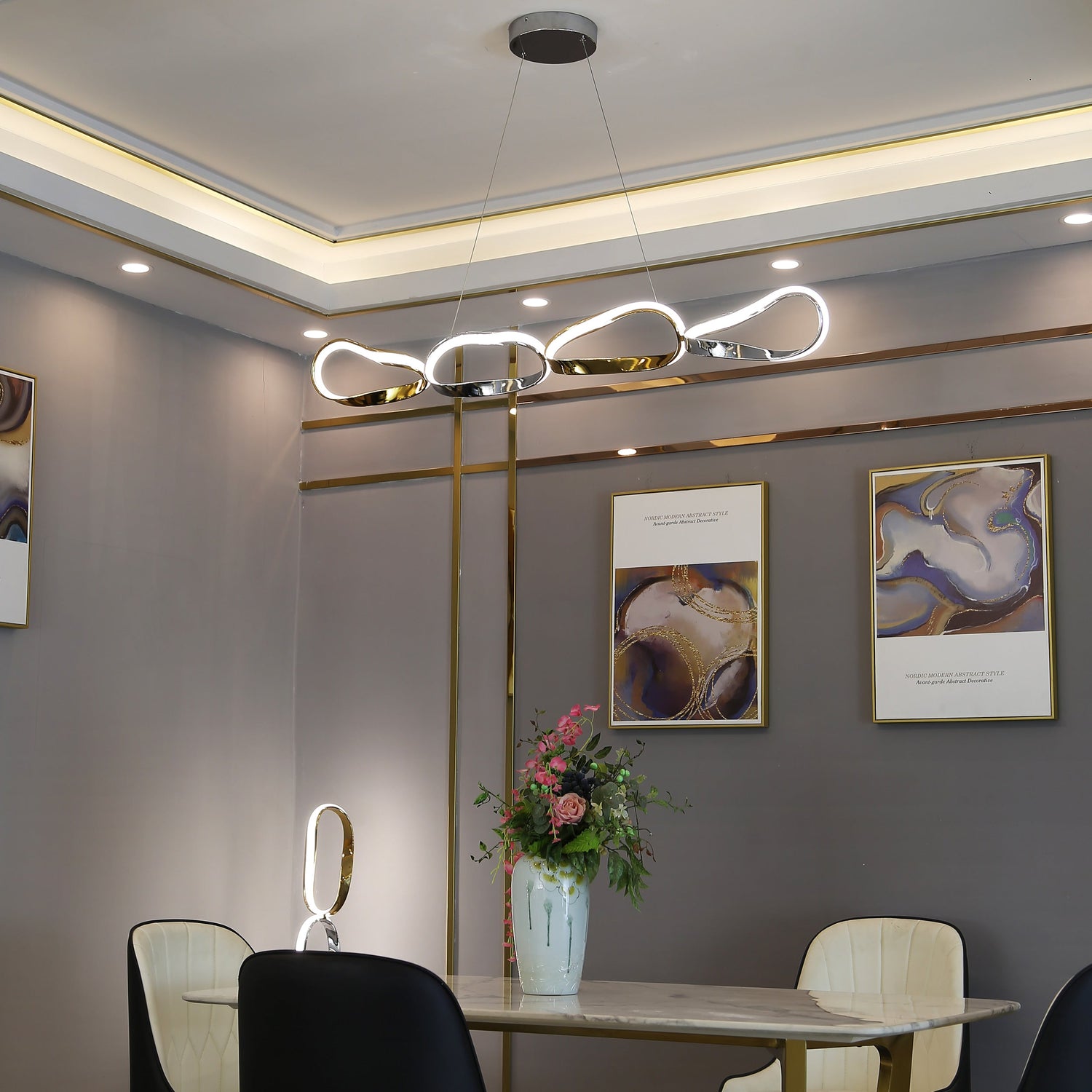 Prague Horizontal Chandelier // Gold & Chrome - Home Elegance USA