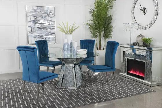 Quinn 5-Piece Round Dining Set in Teal by Coaster Furniture Coaster Furniture