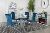 Quinn 5-Piece Round Dining Set In Teal By Coaster Furniture - Home Elegance USA