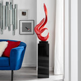 Red Flame Floor Sculpture With Black Stand, 65" Tall - Home Elegance USA