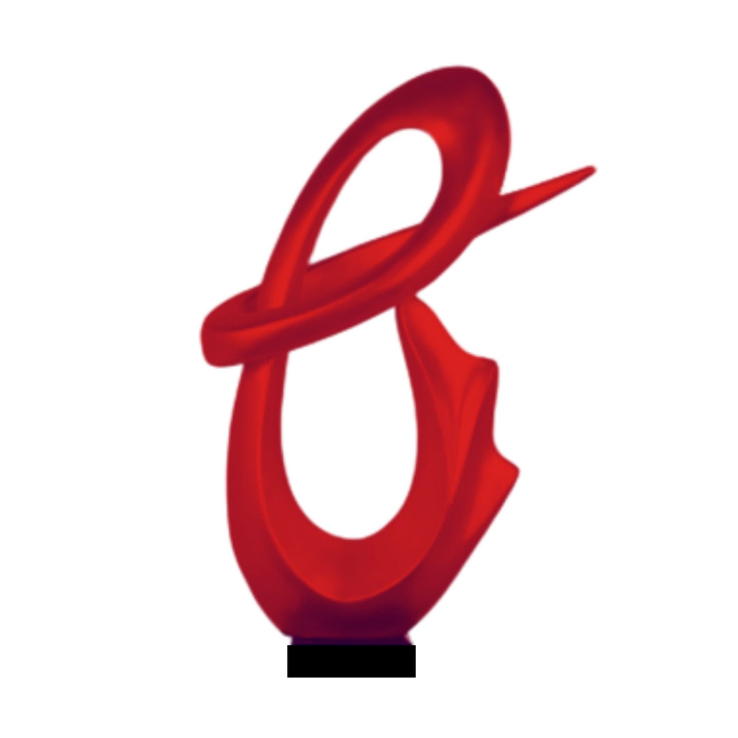 Red Fluid Abstract Floor Sculpture With Black Stand, 59" Tall - Home Elegance USA