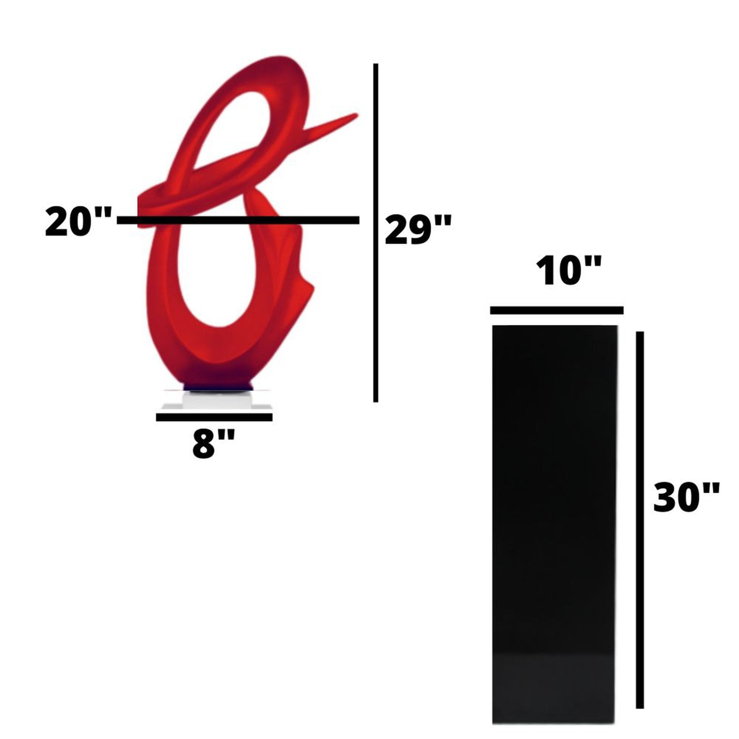 Red Fluid Abstract Floor Sculpture With Black Stand, 59" Tall - Home Elegance USA