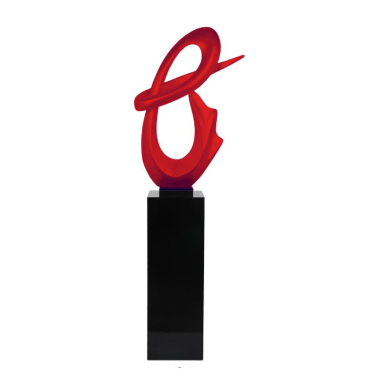 Red Fluid Abstract Floor Sculpture With Black Stand, 59" Tall - Home Elegance USA