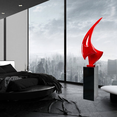 Red Sail Floor Sculpture With Black Stand, 70" Tall – Finesse