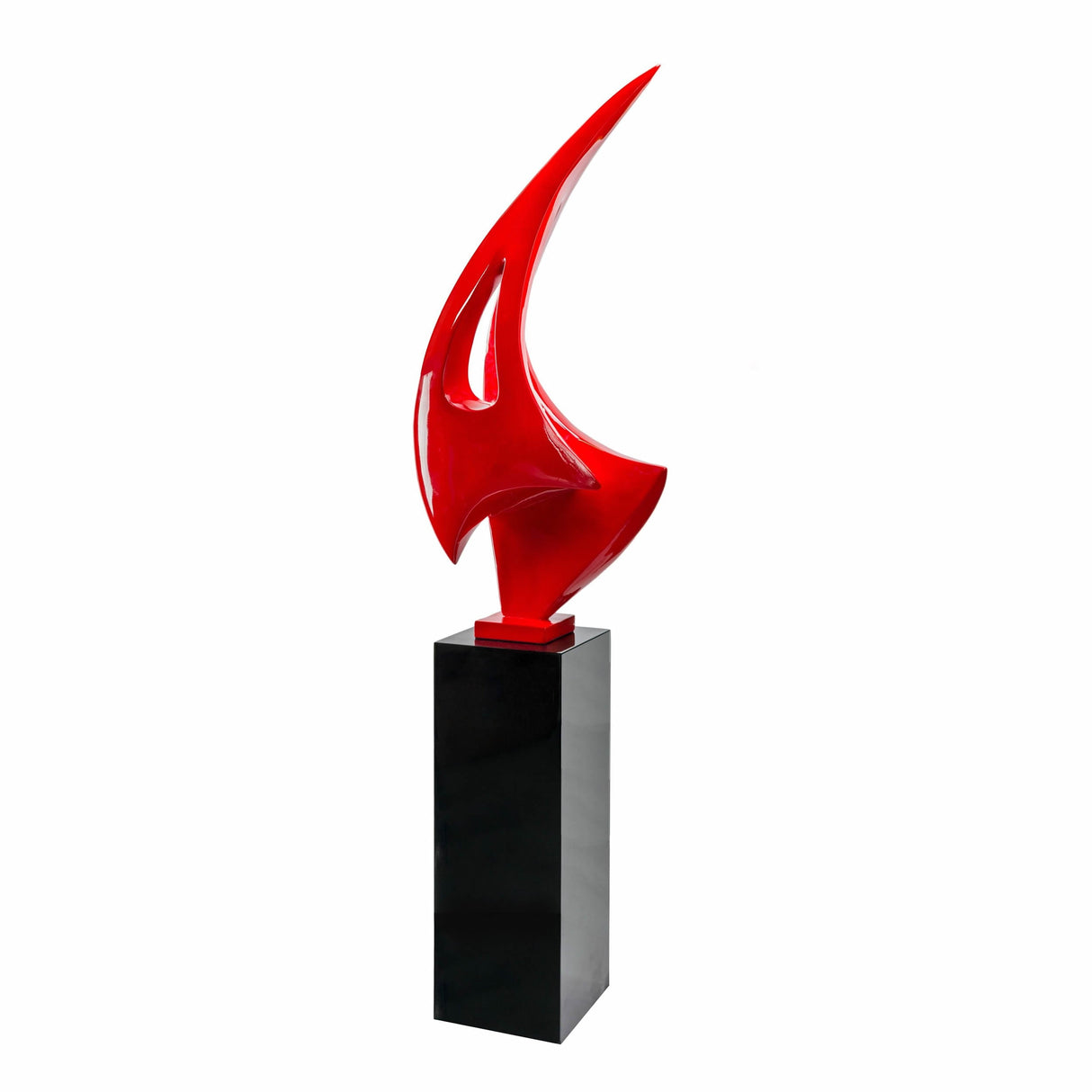 Red Sail Floor Sculpture With Black Stand, 70" Tall - Home Elegance USA