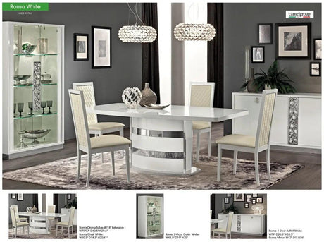 Roma Modern Rectangular Dining Room Set High Gloss White Color | ESF