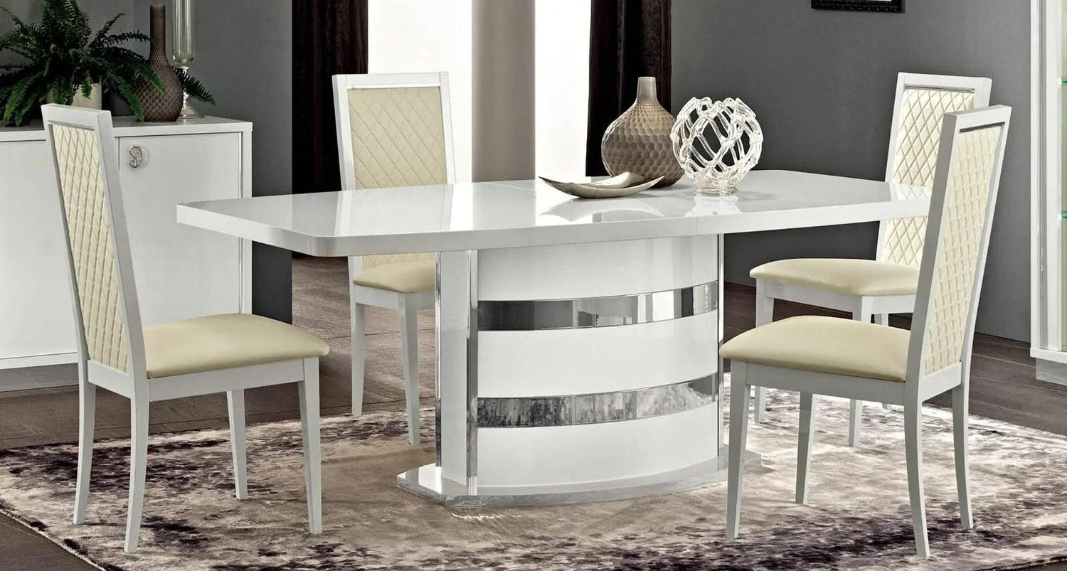 Roma Modern Rectangular Dining Room Set High Gloss White Color By Esf Furniture - ESF Furniture