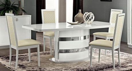 Roma Modern Rectangular Dining Room Set High Gloss White Color | ESF