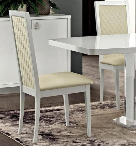 Roma Modern Rectangular Dining Room Set High Gloss White Color | ESF