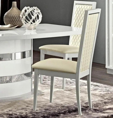 Roma Modern Rectangular Dining Room Set High Gloss White Color | ESF