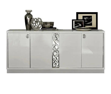 Roma Modern Rectangular Dining Room Set High Gloss White Color | ESF