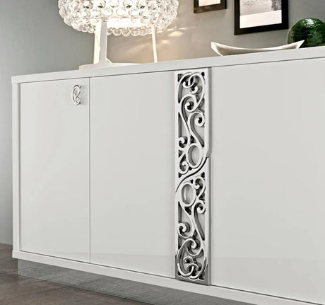 Roma Modern Rectangular Dining Room Set High Gloss White Color | ESF