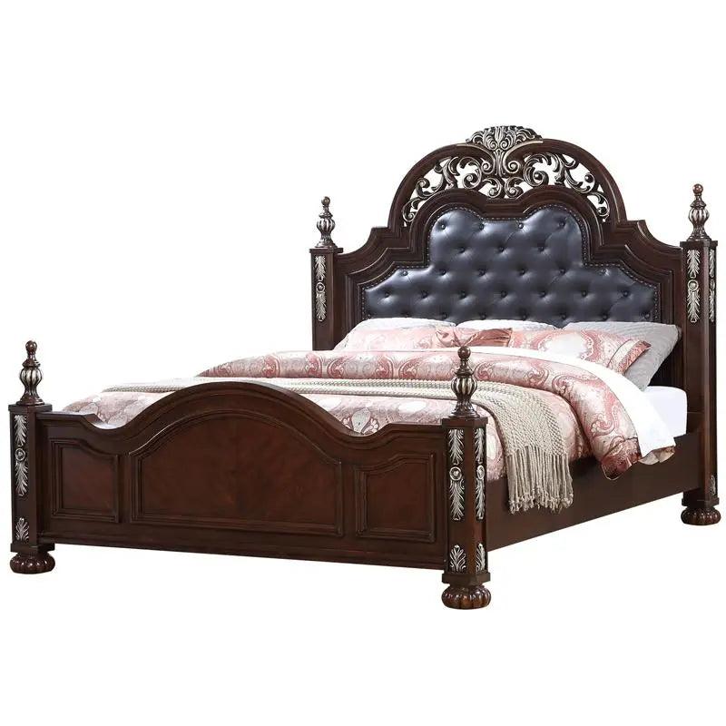 Rosanna 6Pc Traditional Bedroom Set in Cherry Finish by Cosmos Furniture Cosmos Furniture