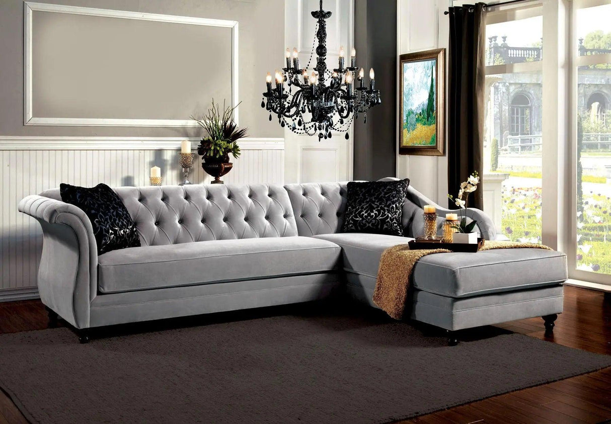 Rotterdam Modern Sectional in Warm Gray Fabric Color by Furniture of America Furniture of America