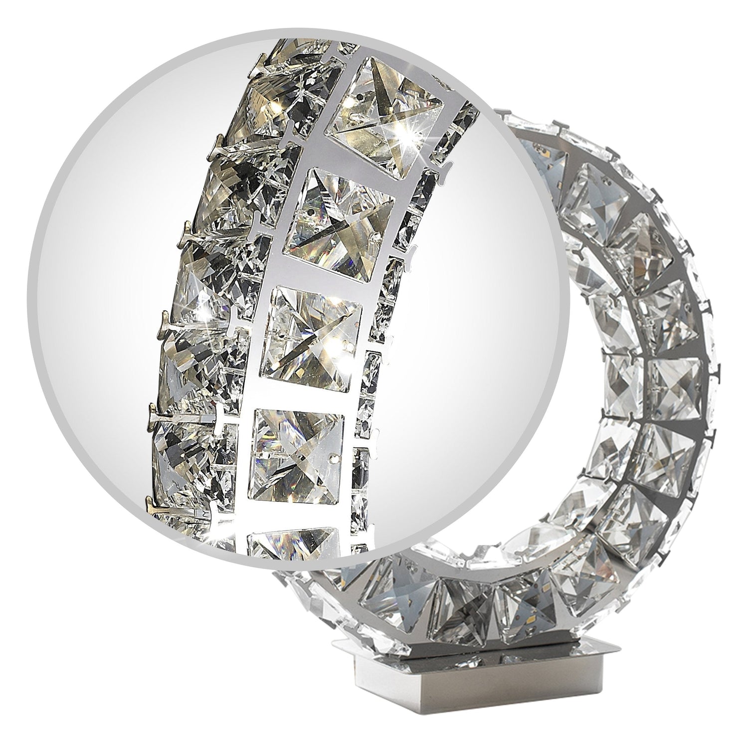 Round Crystal Extravaganza 11" Table Lamp // Led Strip - Home Elegance USA