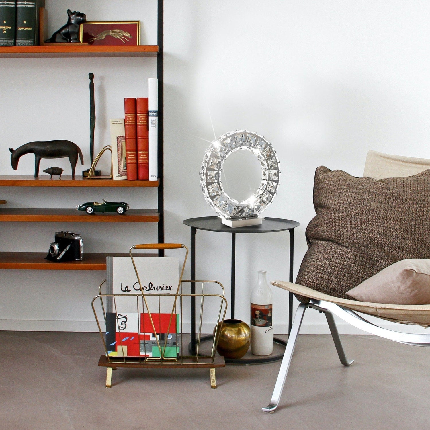 Round Crystal Extravaganza 11" Table Lamp // Led Strip - Home Elegance USA