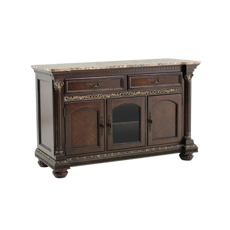 Russian Hill Server with Faux Marble Top in Brown by Homelegance Homelegance Furniture