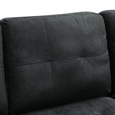Sectional 3-Seaters Sofa with Reversible Chaise, Storage Ottoman and Cup Holders, Metal Legs and Copper Nails,Two White Villose Pillows ,Black(107.5" x 80.5" x36")