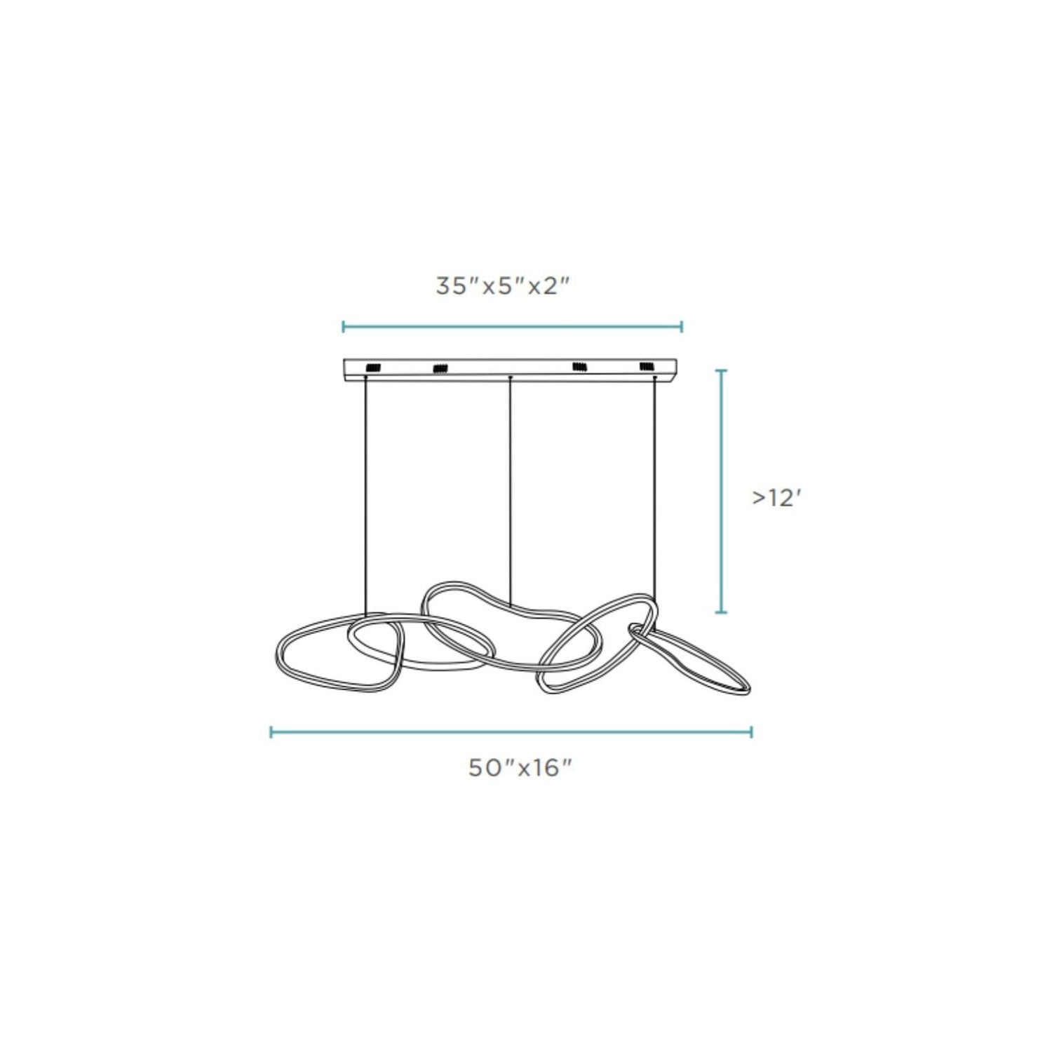 Seoul LED Hoops Rectangular Chandelier // Chrome - Home Elegance USA