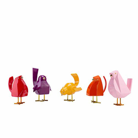 Set of Five Bird Sculptures // Multi-Color - Home Elegance USA
