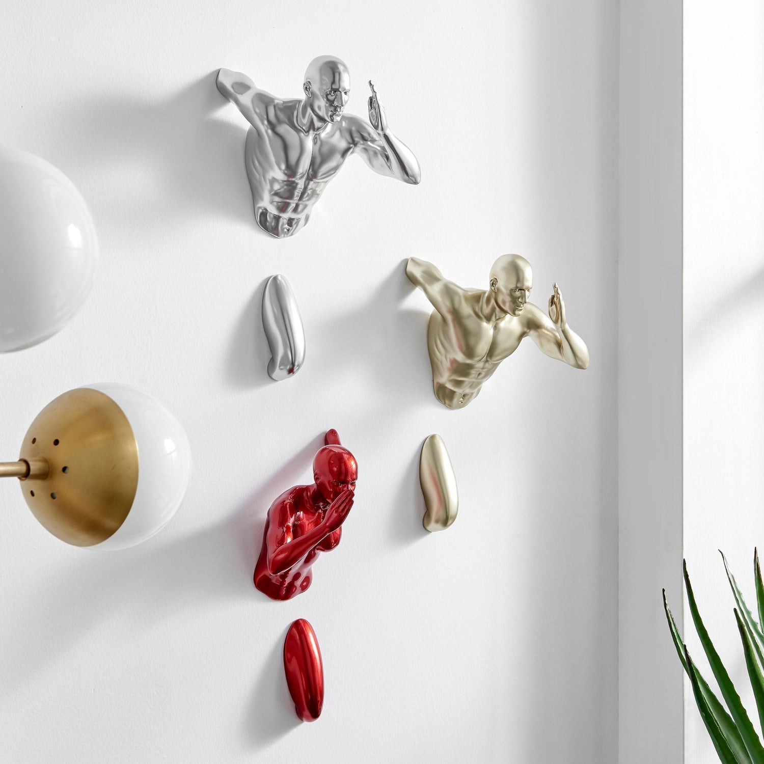 Set of three Wall Runners // Metallic Red, Gold, Chrome - Home Elegance USA