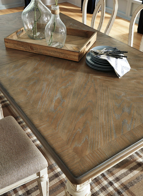 Ashley Chipped White Realyn RECT Dining Room EXT Table D743-45 - Home Elegance USA