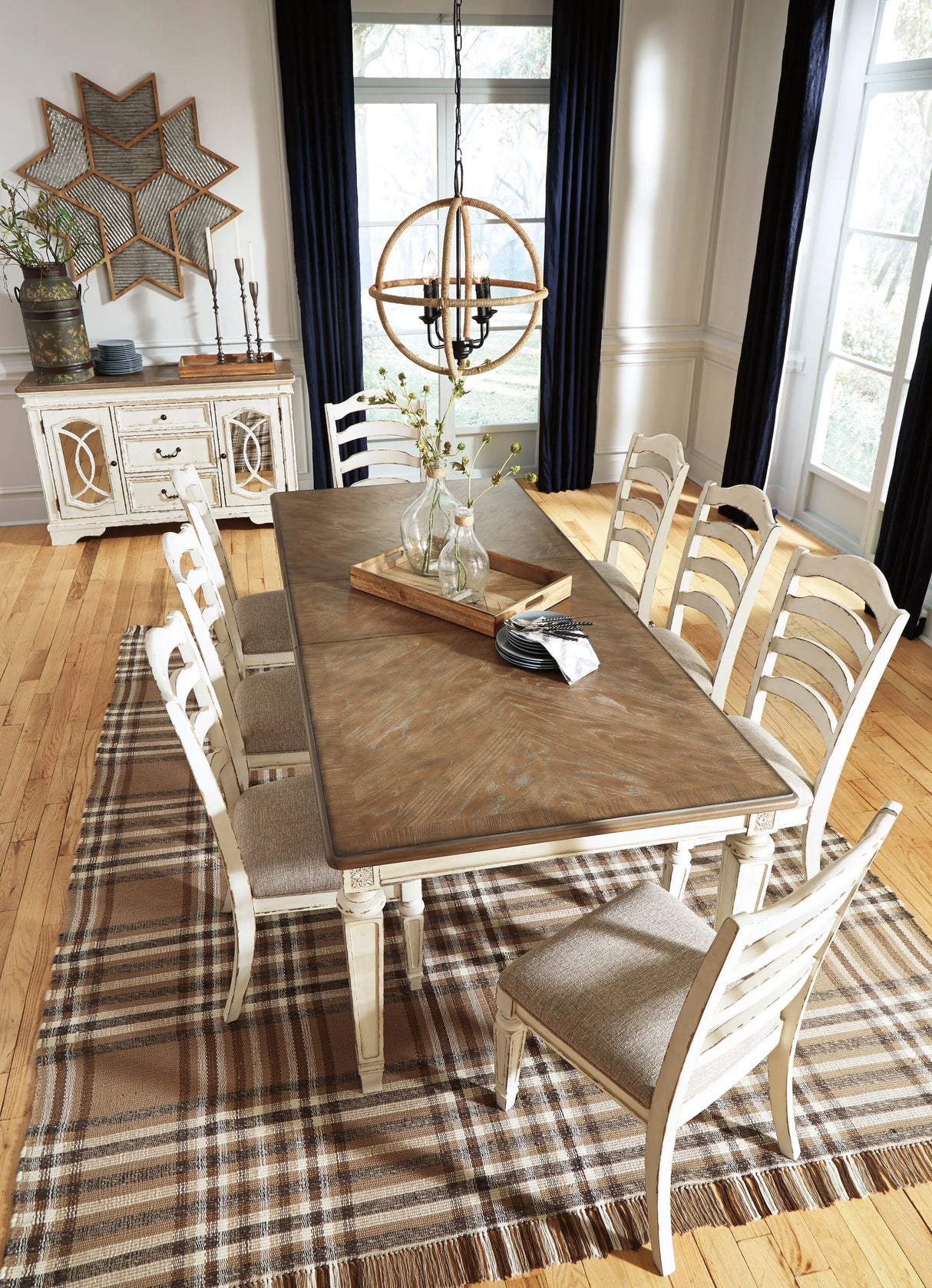 Signature Design by Ashley Realyn French Country Dining Extension Table, Seats up to 8, Chipped White Ashley Furniture