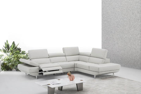 The Annalaise Recliner Leather Right Hand Chaise Sectional In Silver Gre - 19922-Rhfc | J&M