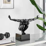 Small Saluting Man Resin Sculpture 17" Wide x 10.5" Tall // Black - Home Elegance USA