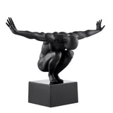 Small Saluting Man Resin Sculpture 17" Wide x 10.5" Tall // Black - Home Elegance USA