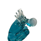 Small Saluting Man Resin Sculpture 17" Wide x 10.5" Tall // Clear Blue - Home Elegance USA
