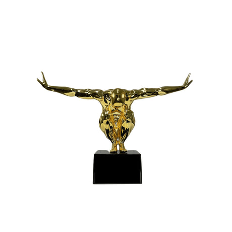Small Saluting Man Resin Sculpture 17" Wide x 10.5" Tall // Gold Plated - Home Elegance USA
