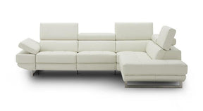 The Annalaise Recliner Leather Right Hand Chaise Sectional In Snow White - 19966-Rhfc | J&M