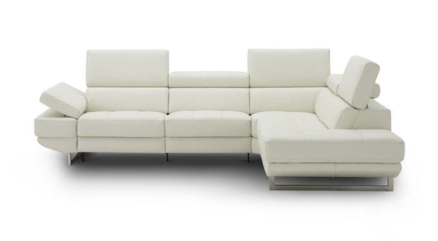 J&M Furniture - The Annalaise Recliner Leather Right Hand Chaise Sectional In Snow White - 19966-Rhfc