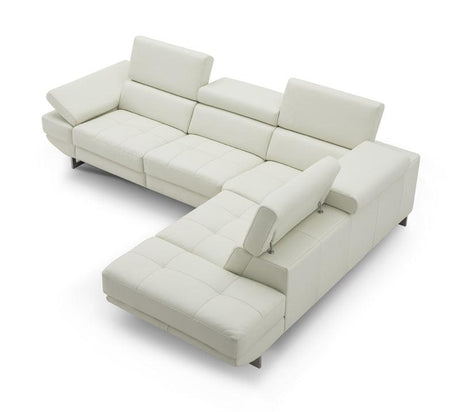 The Annalaise Recliner Leather Right Hand Chaise Sectional In Snow White - 19966-Rhfc | J&M