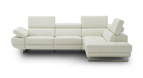 The Annalaise Recliner Leather Left Hand Chaise Sectional In Snow White - 19966-Lhfc | J&M