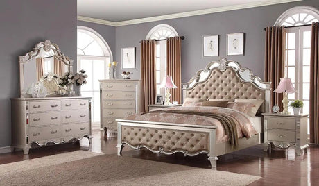 Sonia 6Pc Contemporary Bedroom Set in Silver Finish by Cosmos Furniture Cosmos Furniture