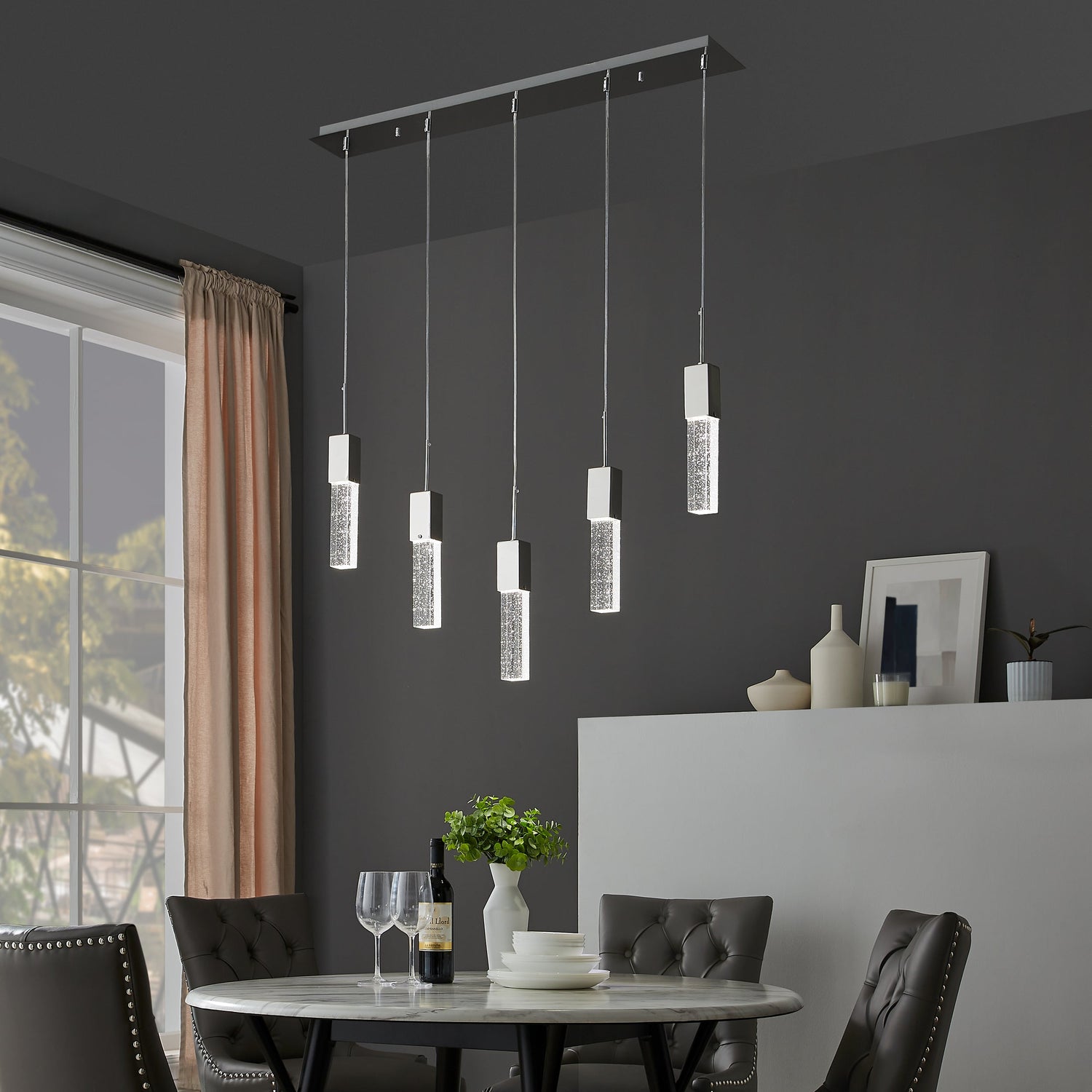 Sparkling Night Adjustable Crystal Chandelier // 5 Light - Home Elegance USA