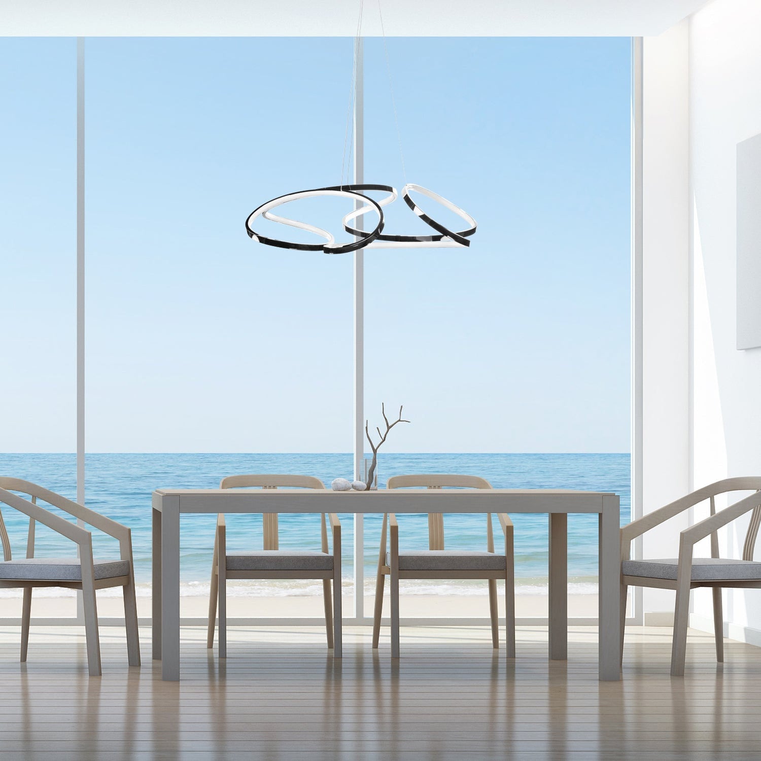 Suzhou LED Adjustable Chandelier // Chrome Finish - Home Elegance USA