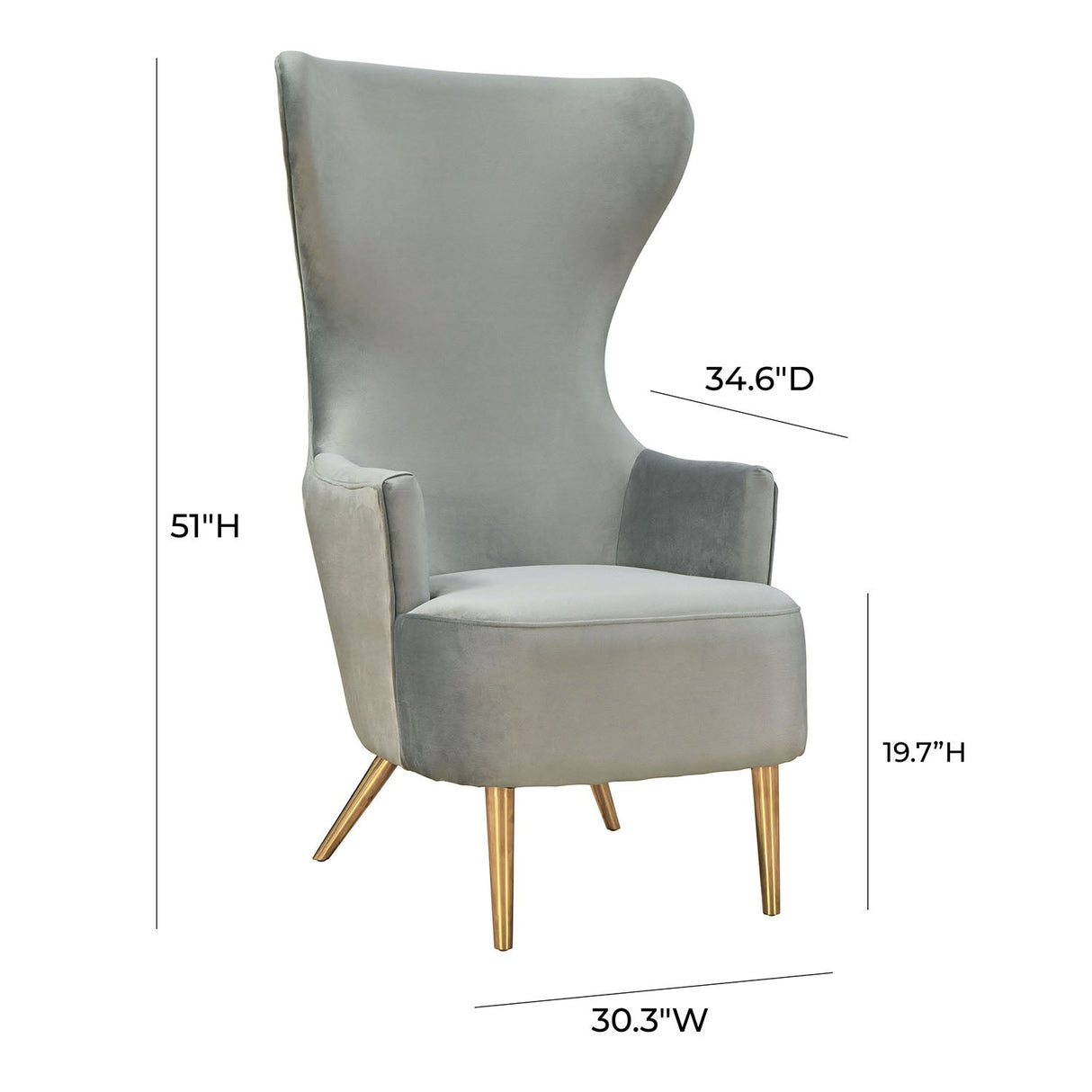 Tov Furniture Julia Velvet Wingback Chair