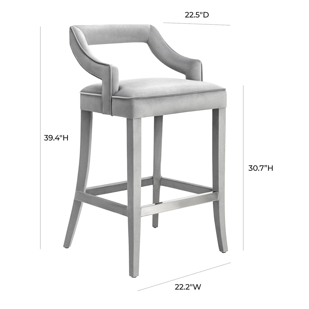 Tov Furniture Tiffany Velvet Bar Stool