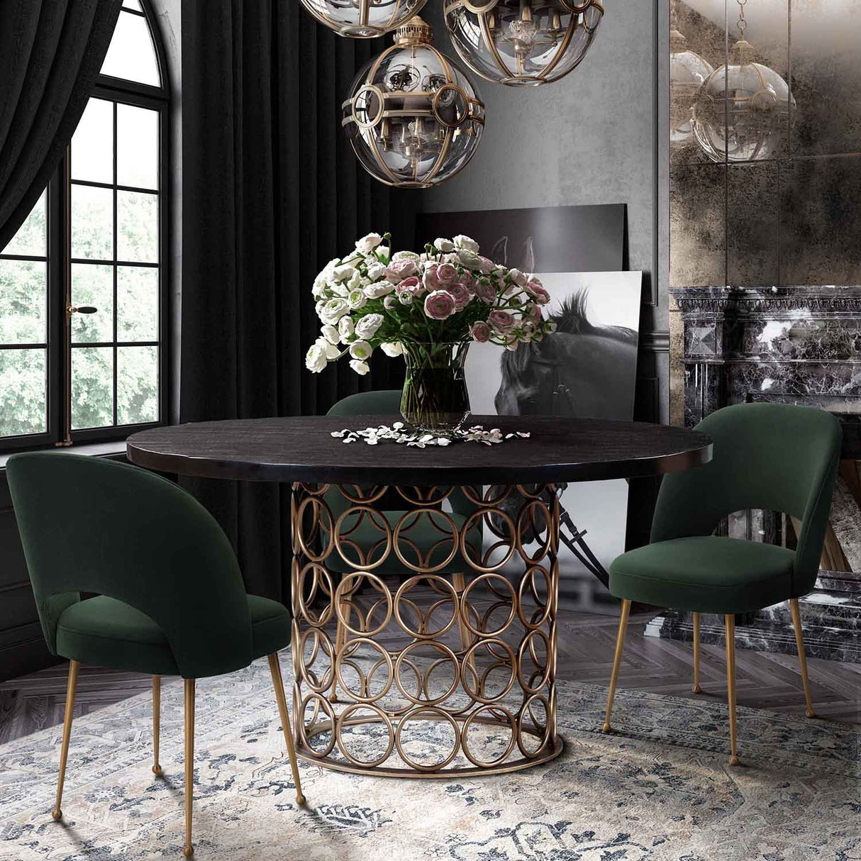 Tov Furniture Valentina Brass Round Dining Table